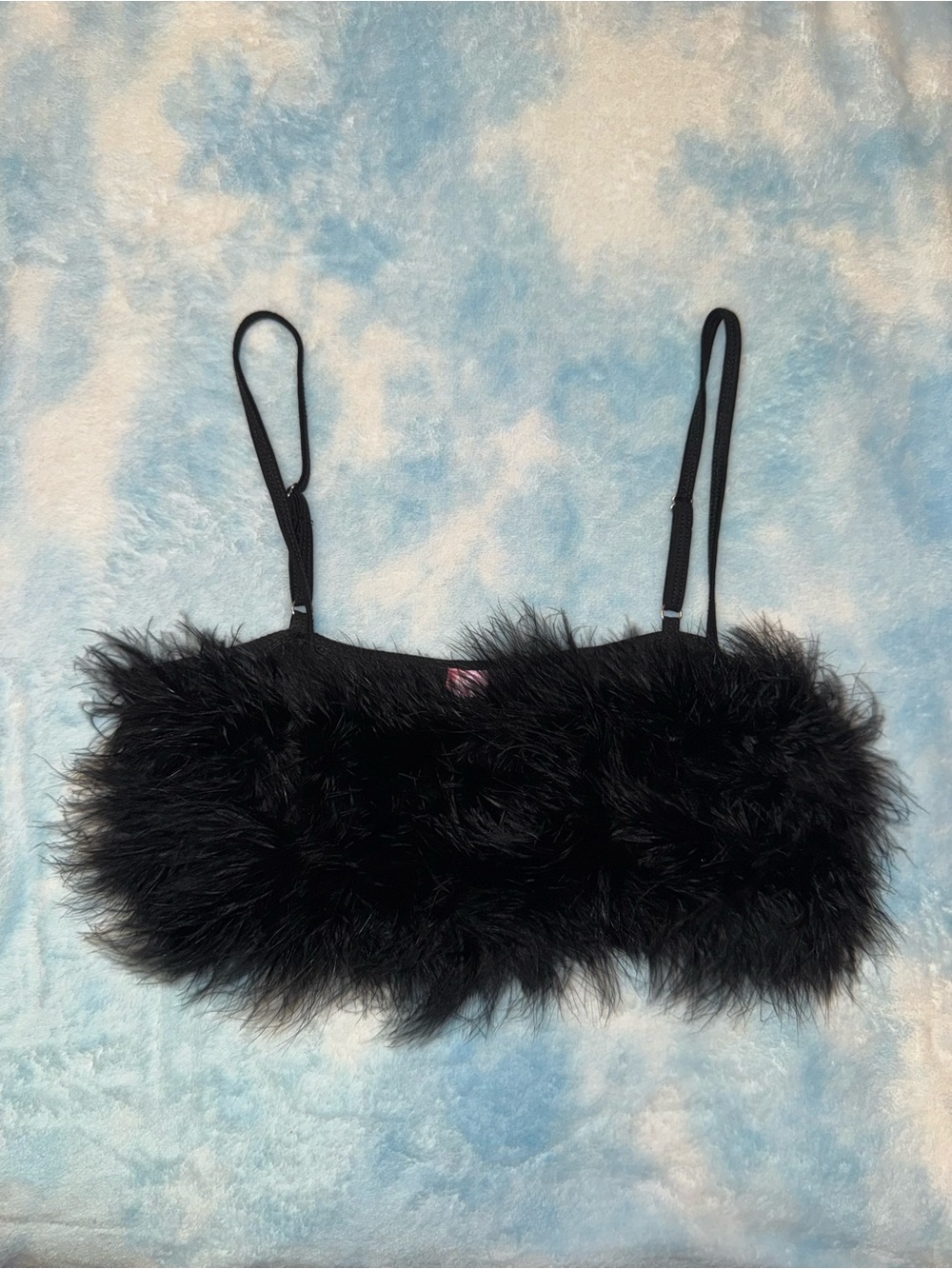 Black Faux-Fur Bralette Top